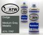 Preview: Dodge, Medium Gray Metallic, A74 / PAF: 400ml Sprühdose + 400ml Klarlack - Set, von ATW Autoteile West.